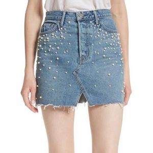 GRLFRND Mills Faux Pearl Crystal Embellished Skirt